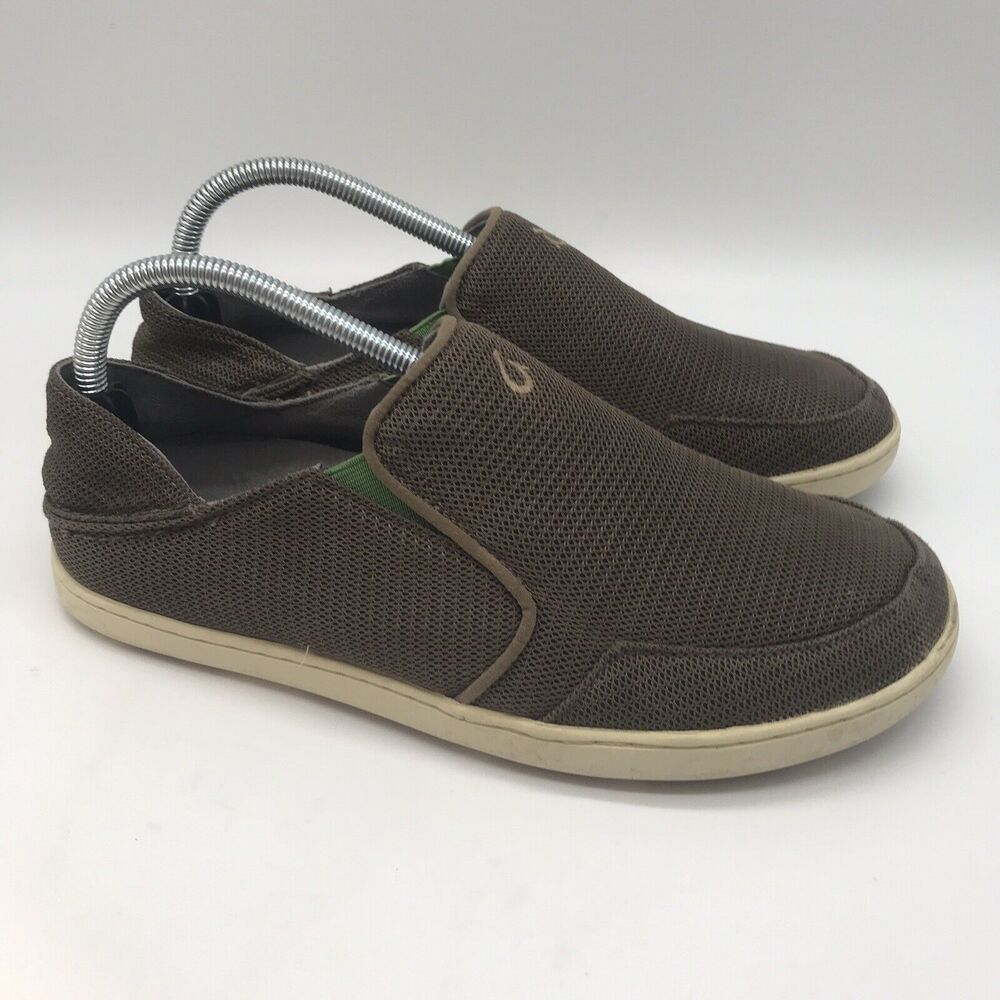 OluKai Nohea Mesh Slip On Loafer Taupe Brown Men's size 8 Deck Shoe (10188-13AP)